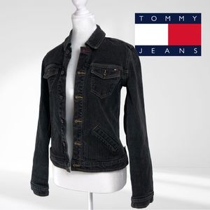 Vintage Tommy Hilfiger Jeans Y2k Jacket Dark Wash Black Gray Women's XS EUC